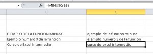 Función MINUSC en Excel, funcion2 300x106