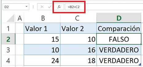 ¿Cuáles son y cómo se usan los operadores de comparación en Excel?, Operador de Comparaci%c3%b3n