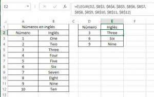 ¿Para que sirve la función ELEGIR en Excel?, E2 300x189
