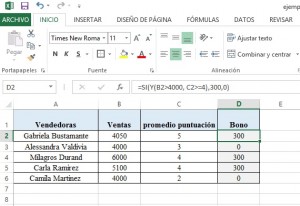 &iquest;Qu&eacute; son las f&oacute;rmulas condicionales en Excel?, EJEMPLO2 300x206