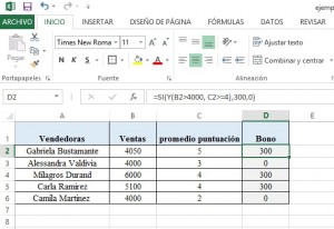 ¿Qué son las fórmulas condicionales en Excel?, EJEMPLO2 300x206