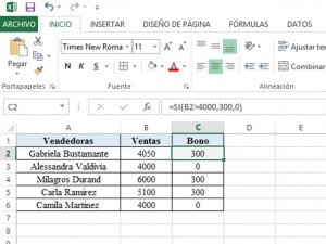 ¿Qué son las fórmulas condicionales en Excel?, ejemplo 1 SI 300x225
