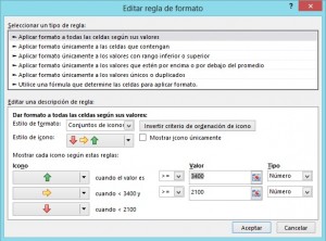 Formato Condicional de conjunto de &iacute;conos en Excel, EJE2 300x222