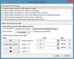 Formato Condicional de conjunto de &iacute;conos en Excel, EJE4 300x238