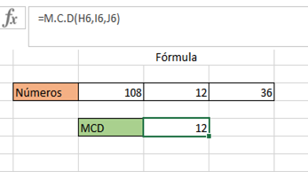 Función MCD en Excel, Funci%c3%b3n M.C.D en Excel 2