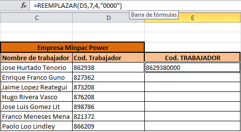 Función Reemplazar en Excel, plantilla 5 Función Reemplazar en Excel, plantilla 5