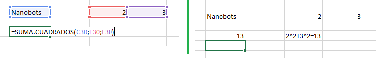 Función SUMA.CUADRADOS en Excel, 3 1 Función SUMA.CUADRADOS en Excel, 3 1