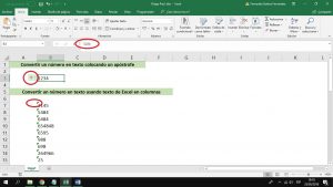 ¿Cómo convertir un número en texto en Excel?, Convertir número en texto colocando apóstrofe 300x169