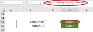 Comparar mes y a&ntilde;o de dos fechas, FECHAS FALSO EN EXCEL1 300x104