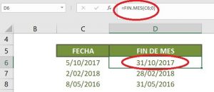 ¿Qué función se utiliza para calcular el último día del mes en Excel?, FIN DE MES EN EXCEL 300x130