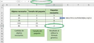 ¿Cómo redondear por paquetes en Excel?, Redondearportamañodepaquete 300x137
