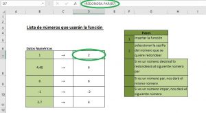 ¿Cómo utilizar la función Redondea.par en Excel?, Redondear.Par 300x164