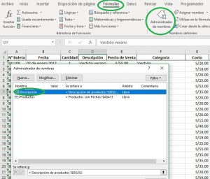 &iquest;C&oacute;mo administrar y usar nombres en Excel?, Administrador de Nombres en Excel 300x256