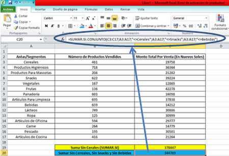 SUMAR.SI para una selección Específica, Sumar.Si .Conjunto SUMAR.SI para una selección Específica, Sumar.Si .Conjunto