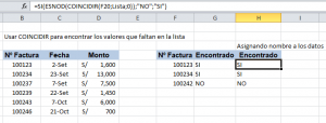 ¿Cómo encontrar datos faltantes en Excel?, coincidir 2 300x114