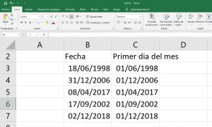 Obtener primer dia del mes en Excel, funcion dia sin error 300x180